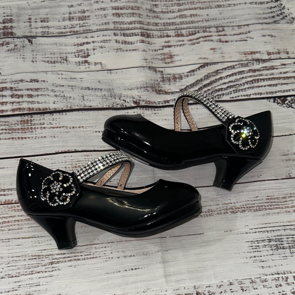 Link Black Dress Shoes with Rhinestone Straps Sz. 11 - Picture 4 of 8